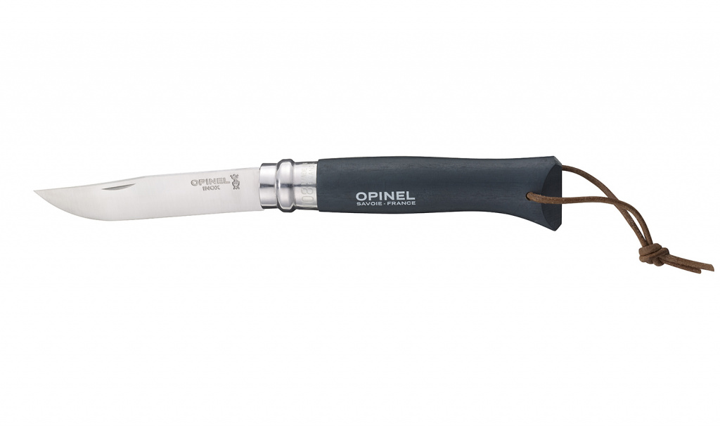 Нож Opinel Tradition Trekking № 8 нерж. сталь, граб, темляк, черный