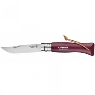 Нож Opinel Tradition Trekking № 8 нерж. сталь, граб, темляк, бордовый