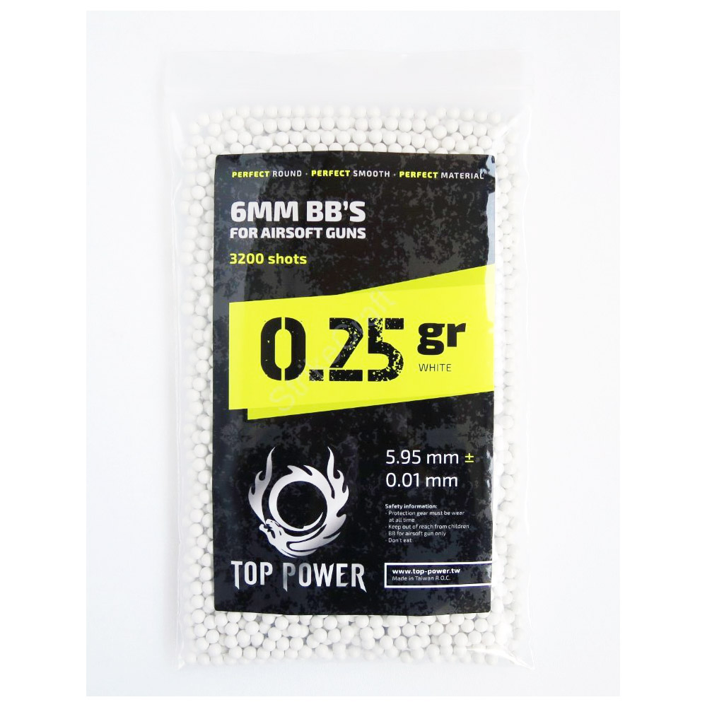 Шары для страйкбола 0,25 Precision BB 3200 shots Top Power