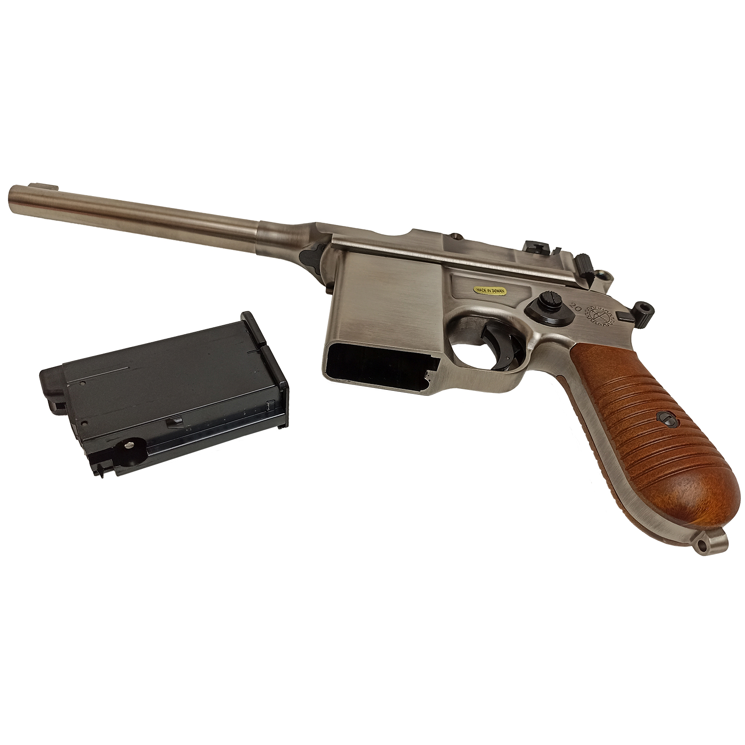Пистолет страйкбольный (WE) Mauser 712, SILVER, металл, короткий магазин, WE-712-SV