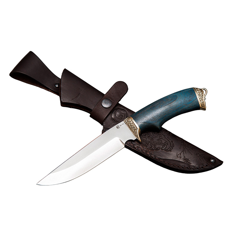 Нож "Легионер" сталь VG-10 мельхиор, стабилизированная карельская береза, черное дерево, Семина