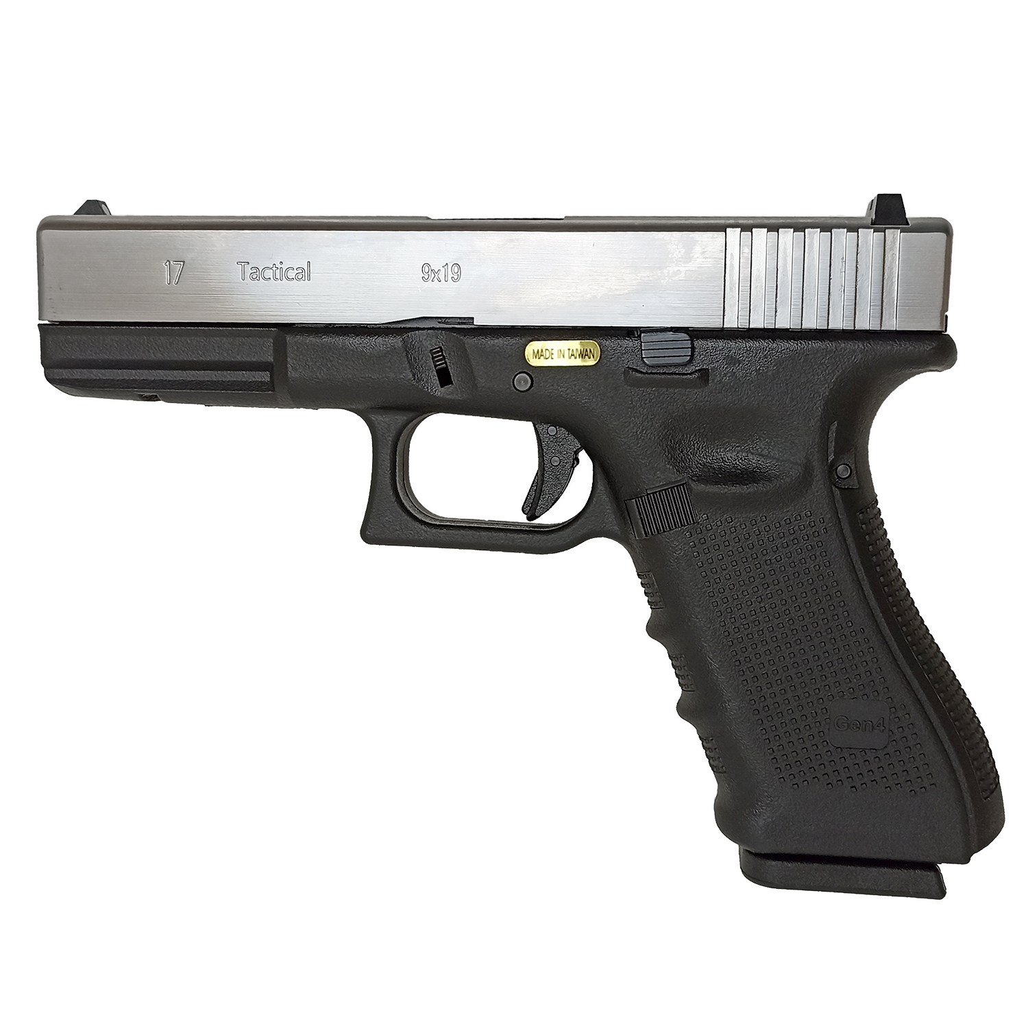 Пистолет страйкбольный WE Glock 17 Gen4, хром, WE-G001B-SV