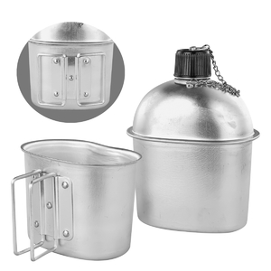 Армейская алюминиевая фляжка в чехле+котелок, 850 мл + 600 мл