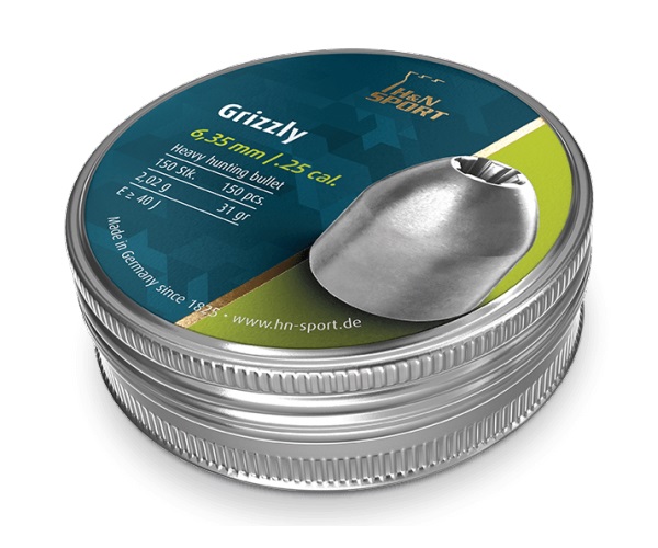 Пули пневматические "H&N Grizzly" калибр 6,35 мм, вес 2,02 гр (150 шт)