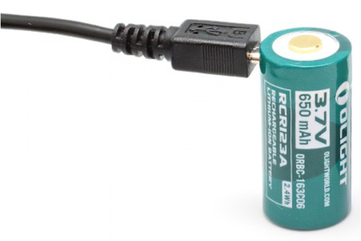 Аккумулятор Olight 16340 3,7 В 650 mAh (+USB порт зарядки)