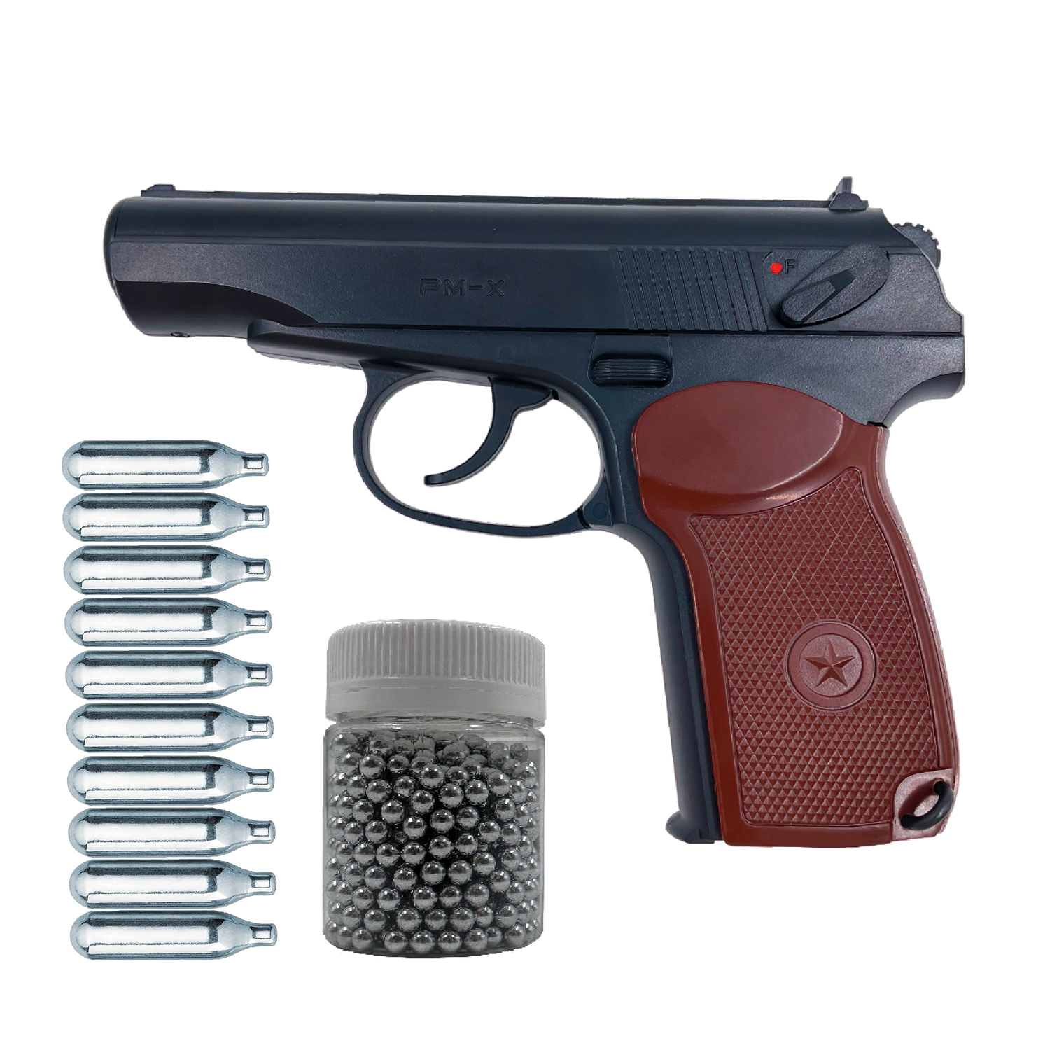 Пистолет пневматический Borner PM-X (баллончики 10 шт + шарики 500 шт)