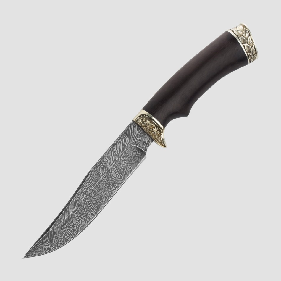 Нож Семина "Мангуст" дамасская сталь, черное дерево, литье