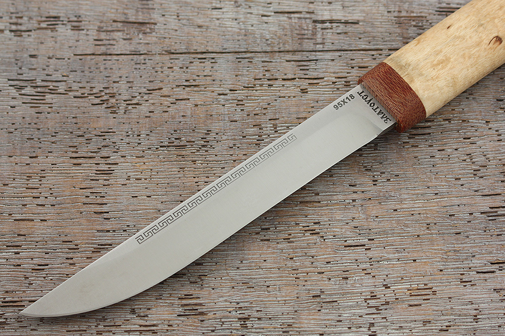 Нож АиР "Бурятский малый" карельская береза, 95х18, Златоуст