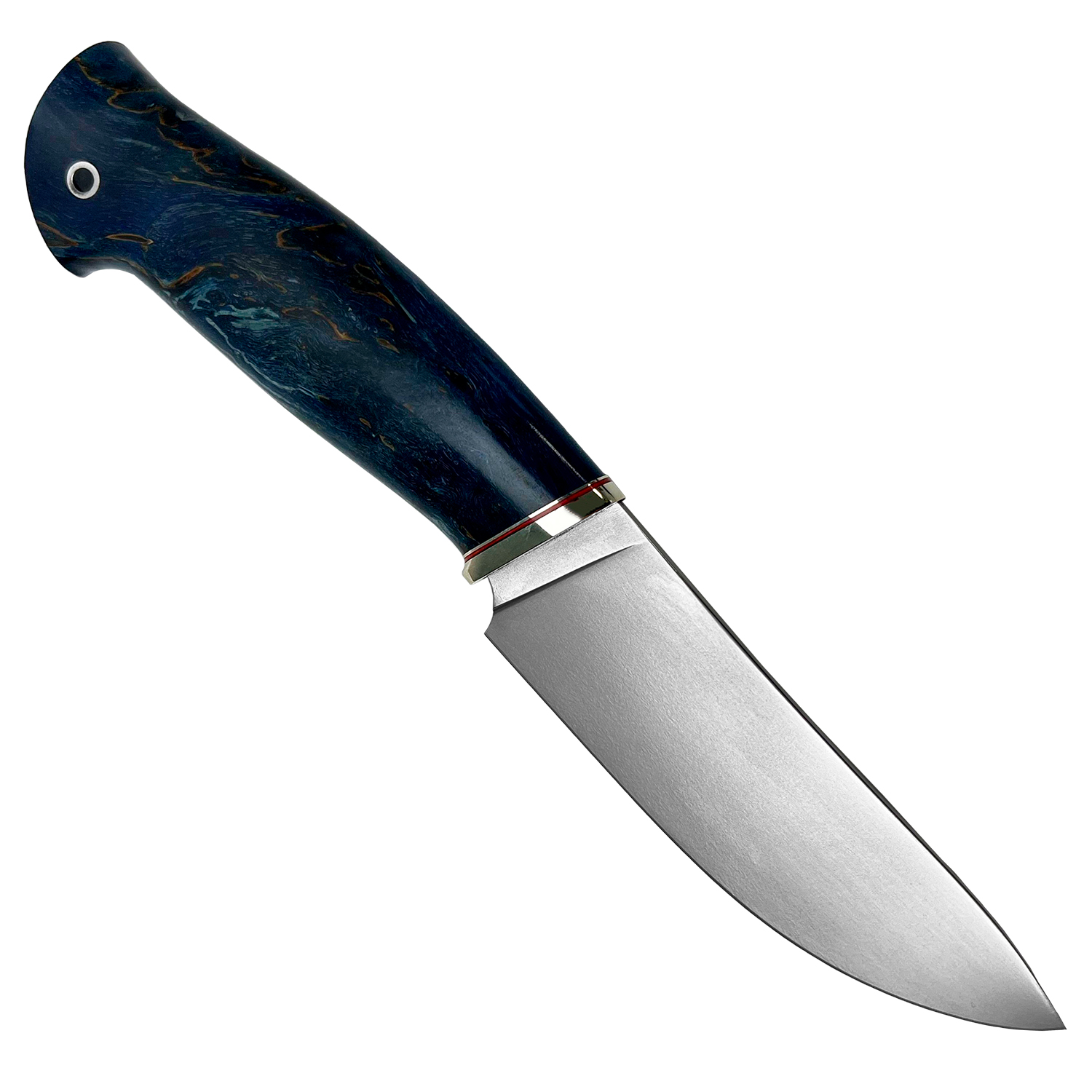 Нож "Кайман" сталь D2, мельхиор, карельская береза (пенал, брусок) Семина