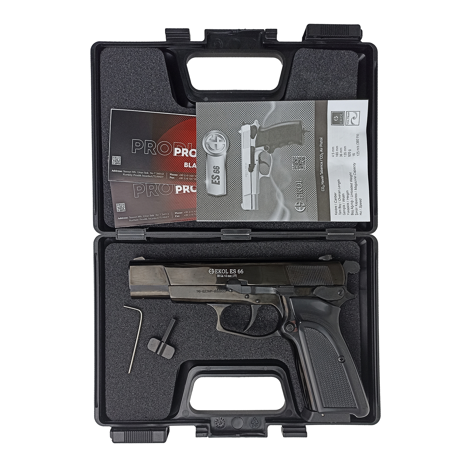 Пистолет пневматический EKOL ES 66 Black (металл) (баллоны 3 + шарики 250)