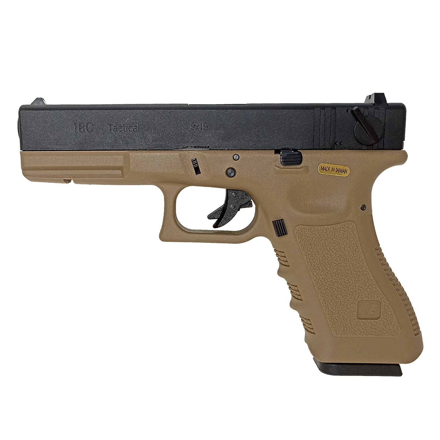 Пистолет страйкбольный WE Glock 18 Gen3, песочный, WE-G002A-TAN / GP617A(TAN)