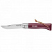Нож Opinel Tradition Trekking № 8 нерж. сталь, граб, темляк, бордовый