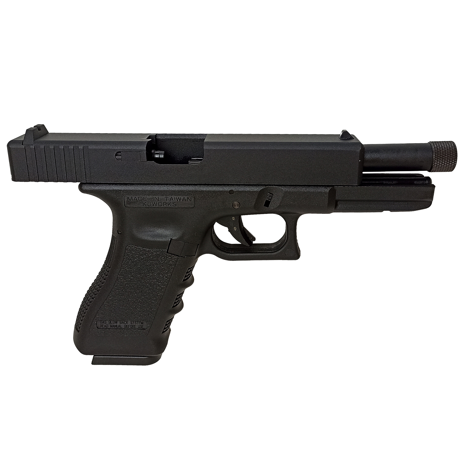 Пистолет страйкбольный KJW Glock 17 с резьбой, KP-17-TBC.GAS-BK